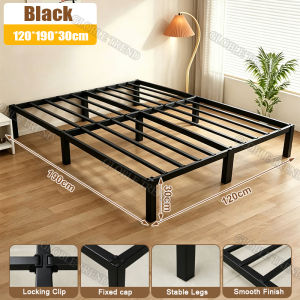 SERENZO Screwless Install Iron Bed Frame Single/Double/Queen/King Metal Strong load-bearing Bed Frame