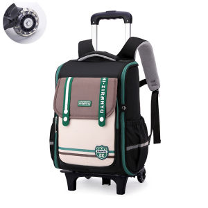 กระเป๋านักเรียนโรงเรียนประถมศึกษาความจุขนาดใหญ่สำหรับชั้นประถมศึกษาปีที่1-6น้ำหนักเบากันน้ำระบายอากาศได้กระเป๋านักเรียนสำหรับเด็ก6ล้อกระเป๋าเป้สะพายหลังแบบมีล้อลาก