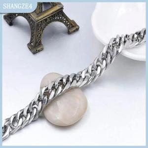 【SHANGZE4】 18 19 20 21Mm Chiều Rộng Thép Không Gỉ Cuba Chuỗi Vòng Đeo Tay Cho Nam Giới Bạc Màu Sắc Thời Trang Hip Hop Nam Cậu Bé