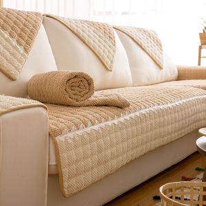 Corduroy Sofa Mat Soft All-season Universal Seat Cushion with Anti Slip Properties Full Coverage Sofa Cover