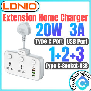 LDNIO CHARGER HOME CHARGER EXTENSION 20W TYPE C FAST CHARGING CHARGER QC3.0 3A FAST CHARGE POWER STRIP OFFICE CHARGER