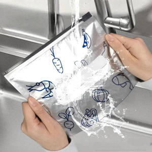 10Pcs  Aluminum Foil Food Bag Reusable Freezer Safe Freezer Stand Up Bag Fresh-keeping Leakproof Kitchen Organizer Bags