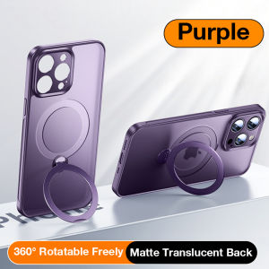 Sanptoch 360° Rotatable Ring Stand Phone Case For iPhone 16 / 15 / 14 / 13 / 12 Pro Max For Magsafe Matte Translucent Cover For iPhone 16 Pro Max Plus Military-drop Protection Casing with Holder