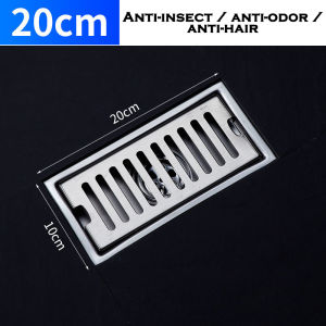 3 Sizes Grid Linear Shower Floor Drain Stainless Bathroom Side Drainer Anti Odor Removable Drain AT