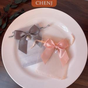 [COD] CHENJ ถุงของขวัญโบว์ผ้าโปร่งบาง25ชิ้นพร้อมเชือกผูกปากถุงใส่คุกกี้ลูกกวาดกระเป๋าเก็บเครื่องประดับของขวัญวันเกิดงานแต่งงาน