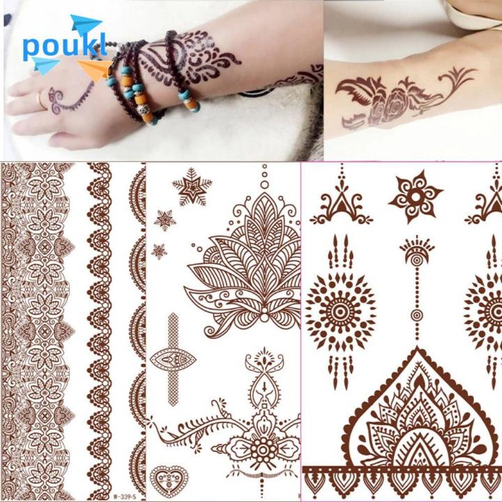 Henna Tattoo Lace Floral Totem Temporary Fake Tattoo Red Tattoo Sticker  Beauty | eBay