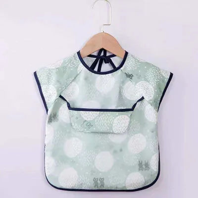 Hoshi Baby Waterproof Apron Feeding Bib Short Sleeve with Crumb Catcher for Baby and Toddler