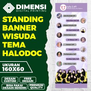 BANNER WISUDA TEMA HALODOC / SPANDUK WISUDA GRADUATION KELULUSAN SARJANA / BANNER SPANDUK METERAN
