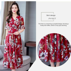 Bustier Skirt Mid-length One-piece Dress Decorative Elegance Everyday Wear V-neck Slimming Fitting