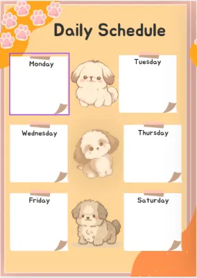 Customized Aesthetic Daily Schedule Planner A5 (Adorable Puppy). Puppy Dog design with free cute pencil