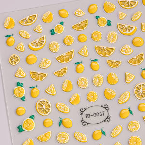 1pc 5D Summer Lemon Jelly Nail Art Sticker Embossed Fruit Self-Adhesive Decals Sliders for Nails DIY Manicure Decoration h260530
