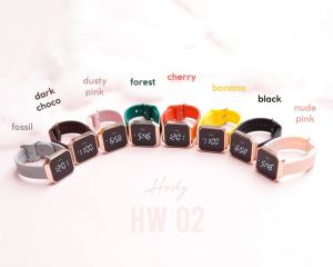 Jam Tangan Wanita Cewek Hody Digital Hody Watch 02 LED touchscreen Warna Lengkap Anti Air Smart Watch Ready Ganti Tali Garansi Ganti Baru komplit Cherry Banana Black Dark Choco Dusty Pink Forest Fossil Nude Pink