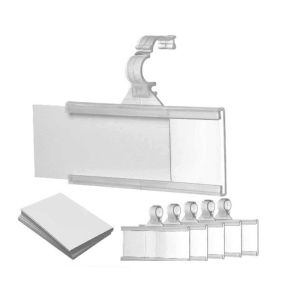 20pcs Clear Sign Label Display Holder Price Card Tag Stand 75*35mm for Retail Store Supplies with Blank Label