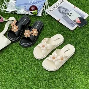 [Free Shipping] Roman Pattern Slippers WomenS New Summer Versatile WomenS Flat Non-Slip Thick Bottom For Outdoors Student Fashion Beach Sandals