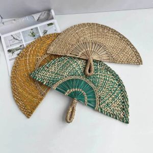 MAOMEI HOUSE Bohemian Quạt cói dệt tay Cổ điển Đầy màu sắc Quạt trang trí thủ công Quạt quay tay Nhẹ Quạt lá cỏ tranh mùa hè Trang trí nhà cửa