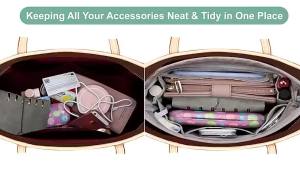 【Ready Stock】Purse Organizer Insert With Zipped Top For Tote Bag Handbag Shaper 13 Pockets