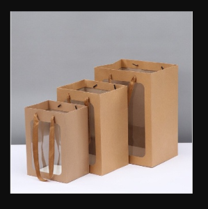 5pcs Paper Bag Window Paper Bag Clear Window Gift Bags for Stuff Toys Flower Bag Gift Packaging