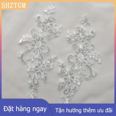 SHZTGM XINZE Tinh tế thêu ren hoa các bản vá lỗi 1 cặp vải đính TRIM Stickers cho may túi DIY trang trí quà tặng