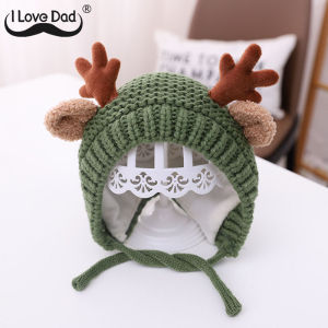 น่ารักกวางหมวกเด็กอ่อนการ์ตูนถักเด็กผู้หญิงเด็กหมวกไหมพรมฤดูหนาวหมวกการป้องกันหูอบอุ่นเด็กหมวกเด็กหมวก