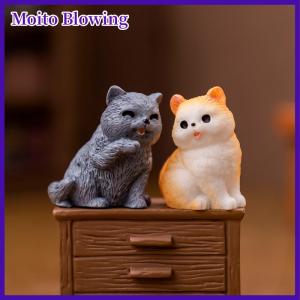 Moito Mini Cat Ornament Cartoon Kitten Micro Landscape Dollhouse Model Car Interior Home Desktop Decoration