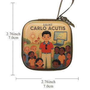 RANG 7x7cm Prayer Rosary Storage Bag Zippered Virgin Mary Christian Jewelry Box Portable Cartoon Prayer Kit Devotees