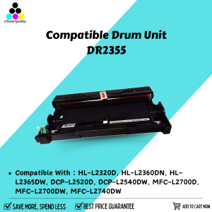 eTONER Compatible Drum Unit DR2355 DR 2355 DR-2355 for use in Brother Printer