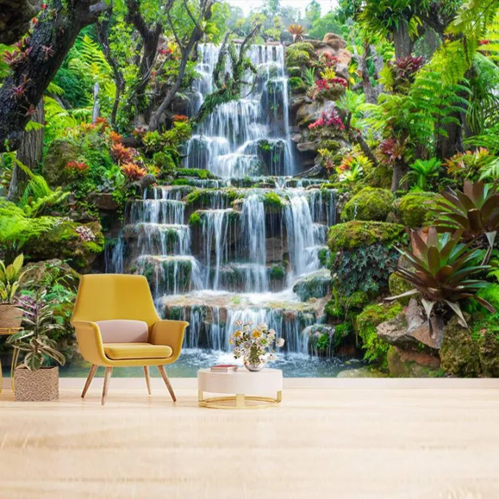 Jungle Green Rainforest 3D Wall Mural - Full Wall Photo Wallpaper, Peel & Stick Decal