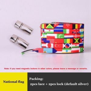 Rainbow Flat Shoelaces Without Ties Metal lock No tie Shoe Laces Elastic Suitable For All Shoes Sneakers Lazy Shoes Lace 1 Pair