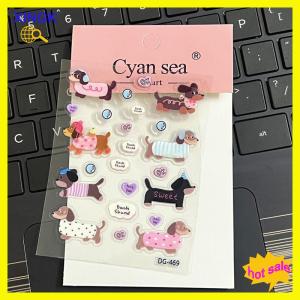 XINGK Cute Cartoon Dachshund 3D Jelly Stickers Transparent Resin Gel Self-adhesive Decoration For DIY Phone Cases Tablet Computers