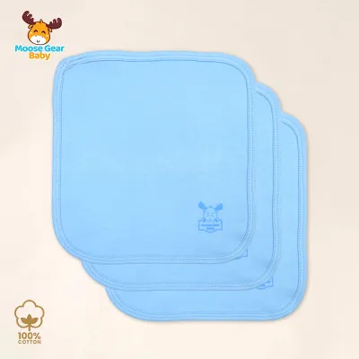 Moose Gear Baby 3 Pcs Wash Cloth Lampin for Newborn Infant (BLUE) 100% Cotton High Quality Premium Central Stuff Unisex (MGB0013B)