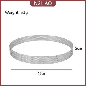N2HAO Thép không gỉ Mousse bánh khuôn chịu nhiệt đục lỗ Vòng Tart Cookie bánh ngọt Vòng tròn cắt khuôn dụng cụ nướng bánh