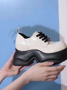 Womens Patent Leather Thick-Soled Loafers 2025 Spring and Autumn New High Heel British Style Single Shoes Black Summer Small Leather Shoes Platform