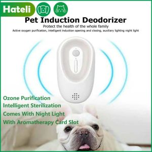 HATELI Smart Cat Odor Purifier For Cat Litter Box Deodorizer Automatic Pet Dog Bed Air Purifier Dogs Cat Litter Deodorizer with Night Light