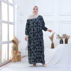 GAMIS FATIMAH FULL KANCING RAYON VISCOSE MOTIF BUNGA BUSUI FRIENDLY