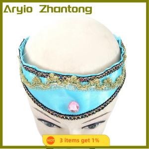 Aryio Girls Jasmine Blue Headbands Large Children Headwear Arabian Princess Hair Bands For Cosplay Party Hair Accessories