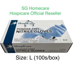 Hospicare Premium Grade Powder-Free Nitrile Gloves Size S M L (Blue or Black Colour)