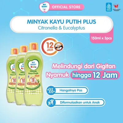 MY BABY Kids Minyak Kayu Putih Plus [150 mL / 3 pcs] - Minyak Anti Nyamuk 12 Jam - Exp: 11.2027