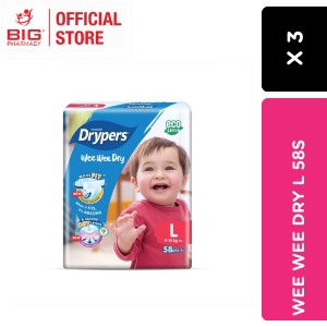 DRYPERS WEE WEE DRY NB80/ S80/M60/L58/XL50/XXL40 x 3