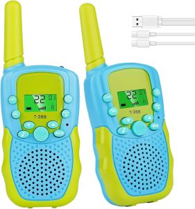 BATURU Walkie Talkies for Kids Rechargeable Kids Walkie Talkies 2 Pack Blue Walkie Talkies Toys Gifts for 4 5 6 7 8 9 10 Year Old Stocking Stuffers for Kids Boys Toddlers Christmas