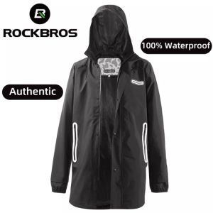 ROCKBROS Raincoat Fully Waterproof Cycling Jacket Men Reflective Hooded Raincoat Outdoor Sport Windbreaker