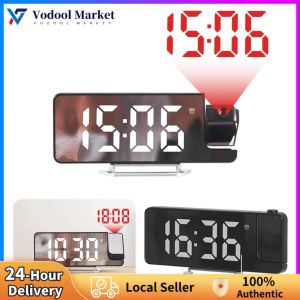 Projection Alarm Clock with Adjustable Brightness Digital Clock and Candleholder for Bedroom Decor
