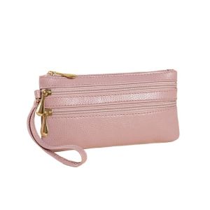 ANGY  กระเป๋าหลายช่อง กระเป๋าใส่เหรียญมีซิปสองช่อง สีทึบทึบ จุได้มาก กระเป๋าสตางค์ยาวลายลิ้นจี่ แบบพกพาได้ ที่ใส่บัตร หญิง/ชาย