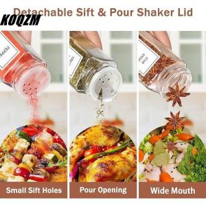 KOQZM 7PCS set 4Oz Glass Spice Jar Seasoning Containers With Bamboo Lids Square Empty Spice Bottles Herbs