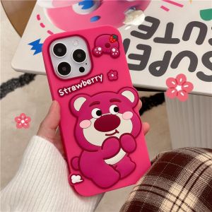 Strawberry bear Lotso Sweet girls Cartoon Phone Case For IPhone 14 13 11 15 Pro Max 12 Mini XS XR X 8 7 Plus SE 2020 Case Cute Shockproof Cover
