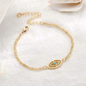 18K Real Gold Plated Stainless Steel Chain Bracelet Hollow Turquoise Devils Eye Micro-inlaid Zircon Eye Bracelet