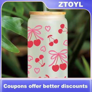 【ZTOYL】 3D UV DTF Transfers Stickers 16oz Cup Wraps Cartoon Bow Printed For DIY Glass Ceramic Metal Leather