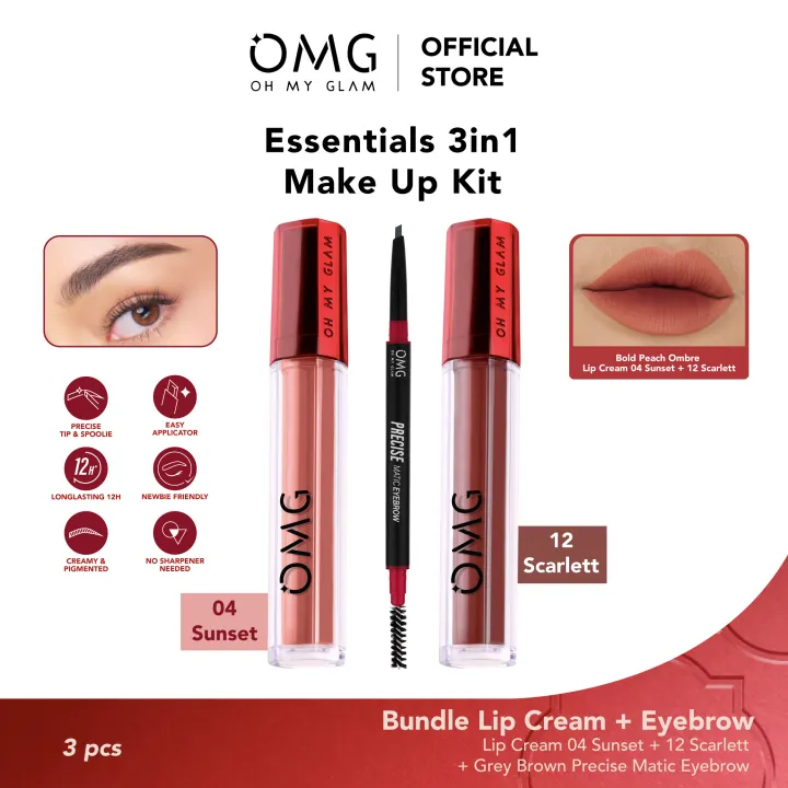 [Essentials 3in1 Make Up Kit] Paket Ombre Mattelast Lip Cream + Eyebrow ...