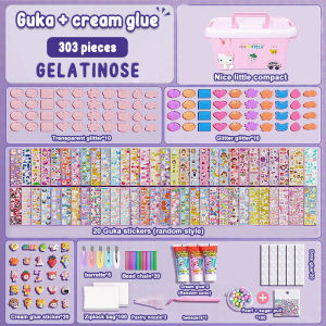Kids Guka Sticker Set for Girl Art Making Kit Girl Toy with Fun Stickers Artificial Cream Glue Decoration Accessories