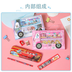 Bộ Dụng Cụ Học Tập cao cấp Hình hoạt hình mẫu xe làm quà tặng Cho Học Sinh (bộ 5 món)