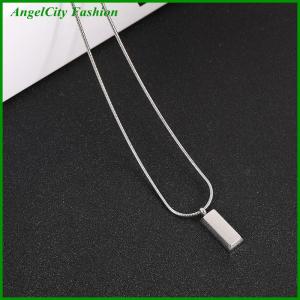AngelCity Fashion Store Creative Men Necklace Cool Geometric Necklace Titanium Clavicle Chain Boyfriend Gift Color Bricks Punk Couple Necklace